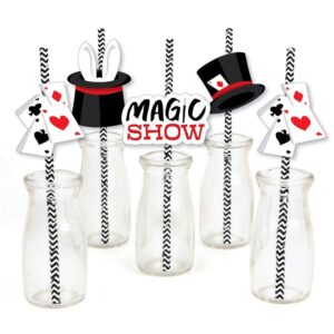 big dot of happiness ta-da, magic show - paper straw decor - magical birthday party striped decorative straws - set of 24