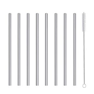 cocktail straws short small mini straw reusable metal stainless steel bar drinking straws set with cleaner brush for cocktails rock gin glass coffee wine mason jar tumblers fruit juice, silver 8 pcs
