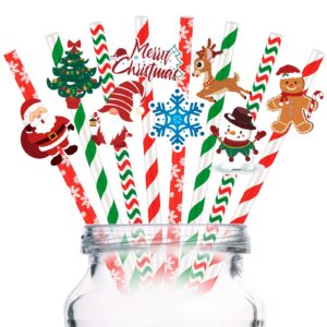 hotop christmas party supplies includes 56 xmas disposable paper drinking straws, 64 christmas pattern cards and 100 self adhesive dots, striped and snowflake straws for christmas party favors