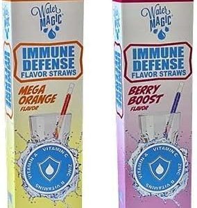 Water Magic Immune Defense Water Flavor Enhancing Straws - Includes 7 Berry Boost Straws and 7 Mega Orange Immune Support Straws