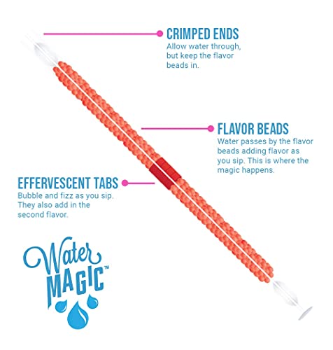 Water Magic Immune Defense Water Flavor Enhancing Straws - Includes 7 Berry Boost Straws and 7 Mega Orange Immune Support Straws