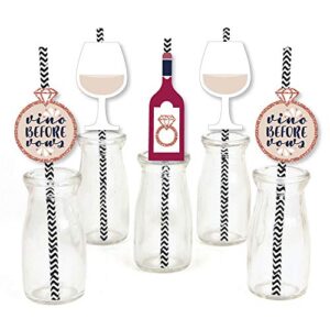vino before vows - paper straw decor - winery bridal shower or bachelorette party striped decorative straws - set of 24
