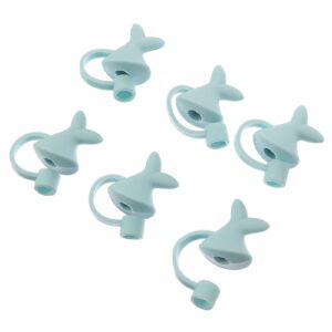 Amosfun 6Pcs Silicone Straw Tips Cover Cute Straw Cover Cap Straw Toppers Dolphin Tail Straw Cap Cover Straw Plug for Drinking Straws Party Gifts