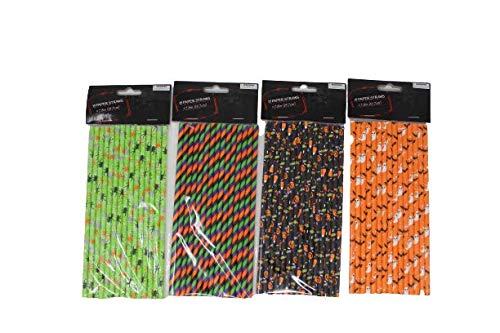 60 Piece 7 Inches Halloween Paper Straws Biodegradable Drinking 4 15 Sets Of Ghost Bats Pumpkins Candy Corn Spider Theme Packs