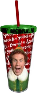 spoontiques santa is coming foil cup with straw