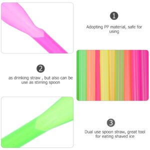 Plastic Straws 150pcs Disposable Spoon Straws Dual Use Drinking Spoon Straw for Milkshakes Shaved Ice (Mixed Color) Straws Disposable