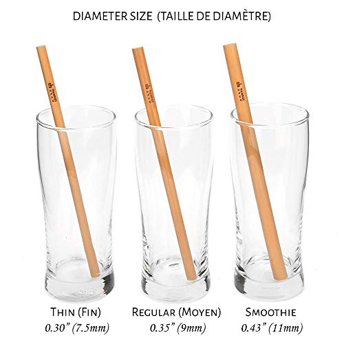 Pack of 3 Bamboo Straw Individual kit - SIGNATURE Line by Bamboo Step: 3x "1 Luxury quality straw and a cleaning brush is kraft paper box” (Smoothie Diameter Size)