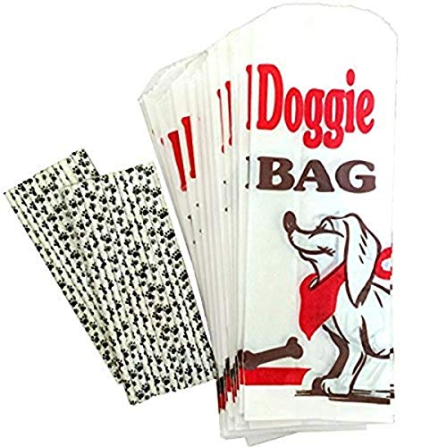 Outside the Box Papers Doggie Treat Paper Sacks and Pawprint Paper Straws 36 Bags and 50 Straws White, Black, Red