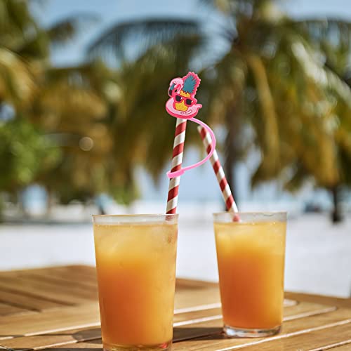 Straws 8pcs Flamingo Pineapple Silicone Straw Cover Hawaiian Party Drinking Straw Caps Straw Plugs Lids for Straw Tips