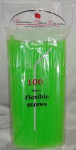 igc 100 straws - flex/flexible drinking straws - luau - wedding - party - lime green - 100 flexible straws