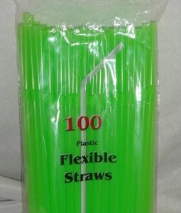 IGC 100 Straws - Flex/Flexible Drinking Straws - Luau - Wedding - Party - Lime Green - 100 Flexible Straws