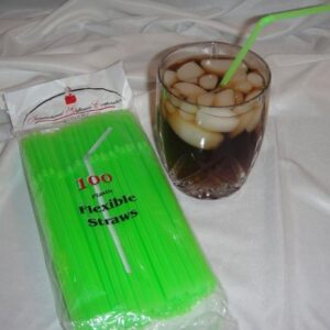 IGC 100 Straws - Flex/Flexible Drinking Straws - Luau - Wedding - Party - Lime Green - 100 Flexible Straws