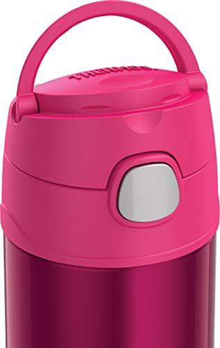 THERMOS FUNTAINER 12 Ounce Stainless Steel Vacuum Insulated Kids Straw Bottle, Pink and Thermos Replacement Straws