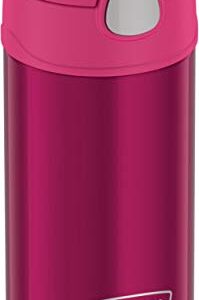 THERMOS FUNTAINER 12 Ounce Stainless Steel Vacuum Insulated Kids Straw Bottle, Pink and Thermos Replacement Straws