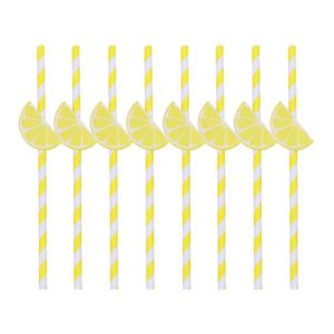 cabilock delicate 30pcs hawaii lemon party straws fruit paper straws party supplies for drinking