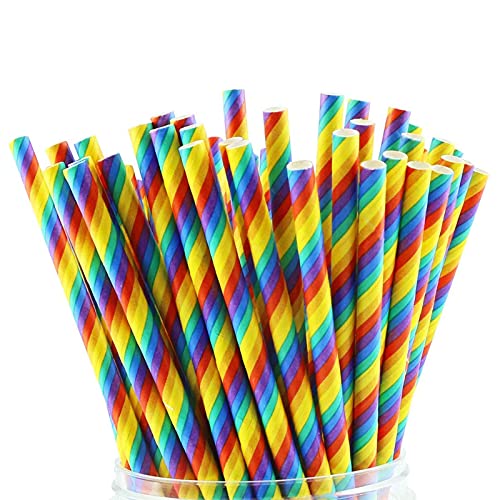 Pride Day Rainbow Paper Straws – LGBT Gay Party Supplies Decorations 120PCS