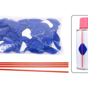 Clip2Keep 30 Aerosol Can Extension Straw Holders With 4 Replacement Red Straws, Spray Can Straw Plastic Clips With Self Adhesive (30 Blue) For Automotive Lubricant, Bike Spray, Contact Cleaner