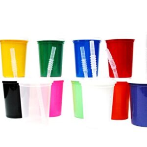 Talisman, Small Plastic Drinking Glasses, Lids and Straws, 12 Ounce, 12 Pack, Mix Colors