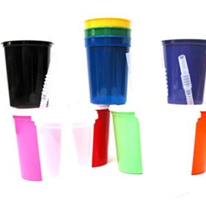 Talisman, Small Plastic Drinking Glasses, Lids and Straws, 12 Ounce, 12 Pack, Mix Colors