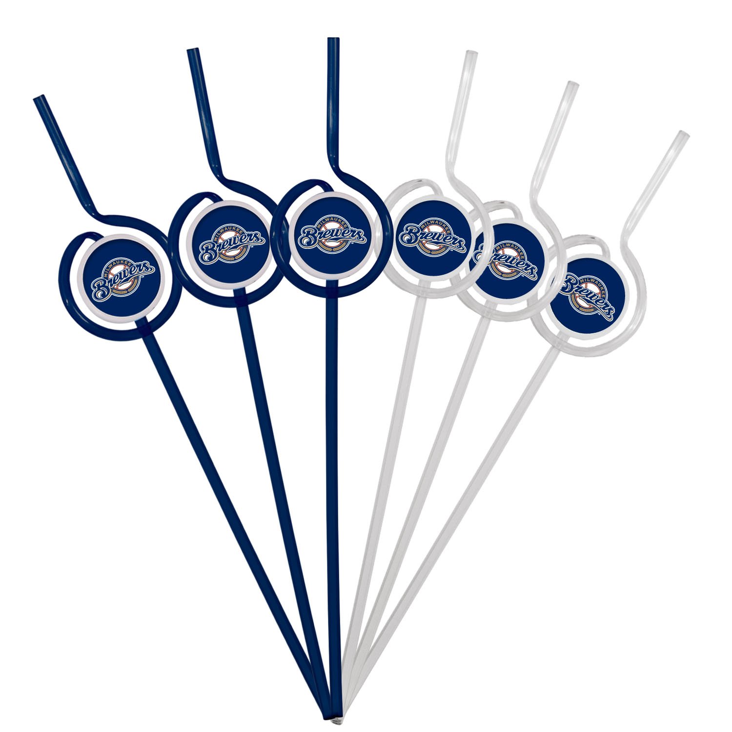 MLB Milwaukee Brewers Six Pack Team Sip Sport Straws