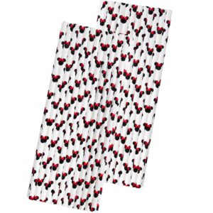 minnie mouse inspired paper straws - red black white - 7.75 inches - 50 pack - outside the box papers brand