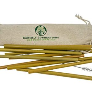 Bamboo Straws Drinking Reusable- Includes FREE Cleaning Brush and FREE Travel Pouch- Eco-Friendly, Zero Waste, Compostable and Biodegradable Straw for Tea, Coffee, Water and Juice- 10-Pack