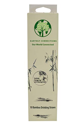 Bamboo Straws Drinking Reusable- Includes FREE Cleaning Brush and FREE Travel Pouch- Eco-Friendly, Zero Waste, Compostable and Biodegradable Straw for Tea, Coffee, Water and Juice- 10-Pack