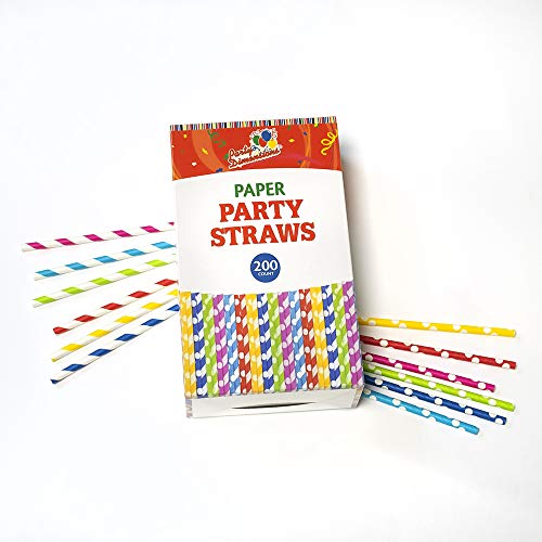 200 Pack Paper Straws, Drinking Straws for Smoothies, Juices, Cocktail, Birthday Parties And Weddings, 100% Biodegradable.