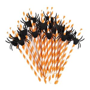 25pcs halloween paper straws decorative drinking straw for spooky halloween party straws for juice soda cocktails shakes great for birthday parties bridal showers cake sticks (spider)