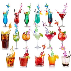 Reusable Drinking Straws Novelty Unicorn Party Straws Curly Hard Plastic Straws ，kids Birthday Decorations, Novelty Unicorn Party Decorations ，Family Reunion Party Favors - Pack of 24