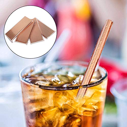 100Pcs Rose Gold Paper Straws Disposable Tableware for Party Birthday Wedding Celebrations Decorations