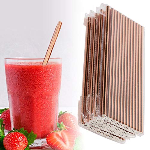 100Pcs Rose Gold Paper Straws Disposable Tableware for Party Birthday Wedding Celebrations Decorations