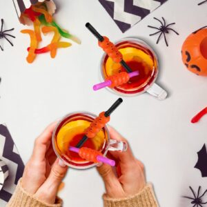 28 Pcs Halloween Straws Plastic Party Straws Include Pumpkin Ghost Reusable Drinking Straws Halloween Party Decoration for Kids Halloween Party Supply