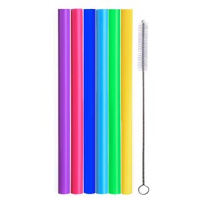 ALINK 6 Silicone Smoothie Straws + 6 Extra Wide Boba Tea Straws