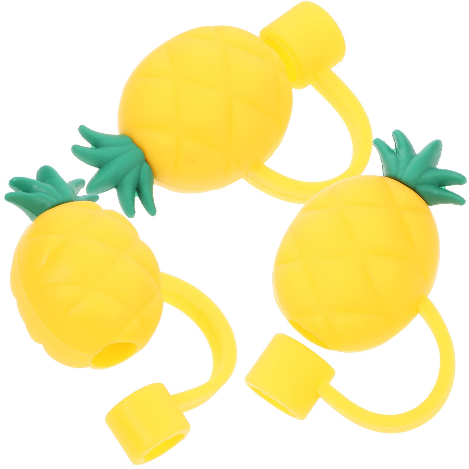 SHERCHPRY 3pcs Straw Tips Cover Pineapple Shape Straw Toppers Straw Plugs Silicone Straw Tips Cap for Resuable Straws Protector