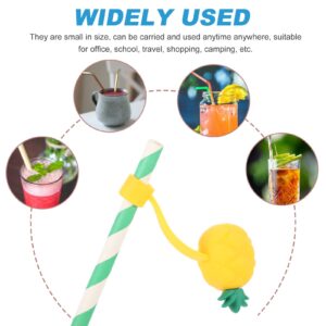 SHERCHPRY 3pcs Straw Tips Cover Pineapple Shape Straw Toppers Straw Plugs Silicone Straw Tips Cap for Resuable Straws Protector