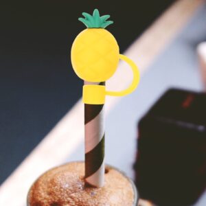 SHERCHPRY 3pcs Straw Tips Cover Pineapple Shape Straw Toppers Straw Plugs Silicone Straw Tips Cap for Resuable Straws Protector