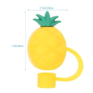SHERCHPRY 3pcs Straw Tips Cover Pineapple Shape Straw Toppers Straw Plugs Silicone Straw Tips Cap for Resuable Straws Protector