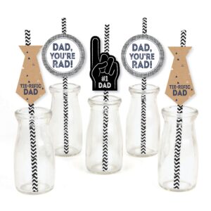 big dot of happiness my dad is rad paper straw decor - father's day party striped decorative straws - set of 24