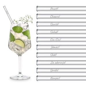 halm glass straws - 20x 8 inch drinking straws with "cheers" in 20 different languages the toast present - prost, salude - made in germany - dishwasher safe - eco-friendly