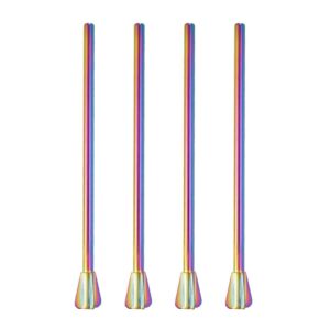 doitool 4pcs stainless straws smoothie straw drink whisk drink stirrers metal drinking straw beverage straws reusable bubble tea straw cocktail straw blender mixing spoon symphony tumbler