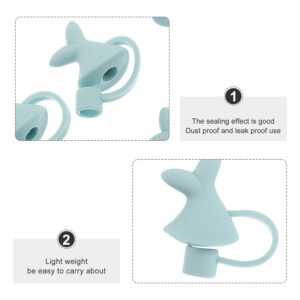 Amosfun 1 Set 2pcs Straw Dust Plug Straw Covers Cap Cloud Straw Cover Plugs Ripple Silicone Straw Protector Drinking Straw Tips Cover Cute Straw Cover Girl Silencer Cartoon