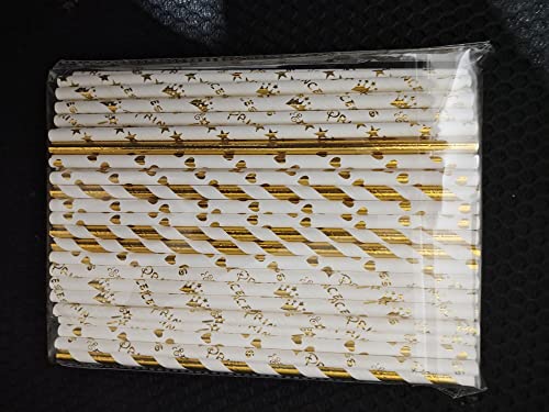 100 packs of gold mixed paper straws biodegradable drink milkshake juice smoothies coffee cocktail drinks birthday baby shower wedding party Wedding bar supplies decor