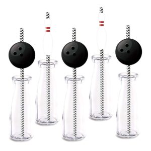 bowling party straw decor, 24-pack baby shower or birthday party decorations, paper decorative straws
