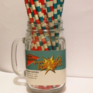 Dr. Seuss Inspired Color Themed Red and Aqua Paper Drinking Straws 50 Ct. - Twilight Parties by Twilight Parties