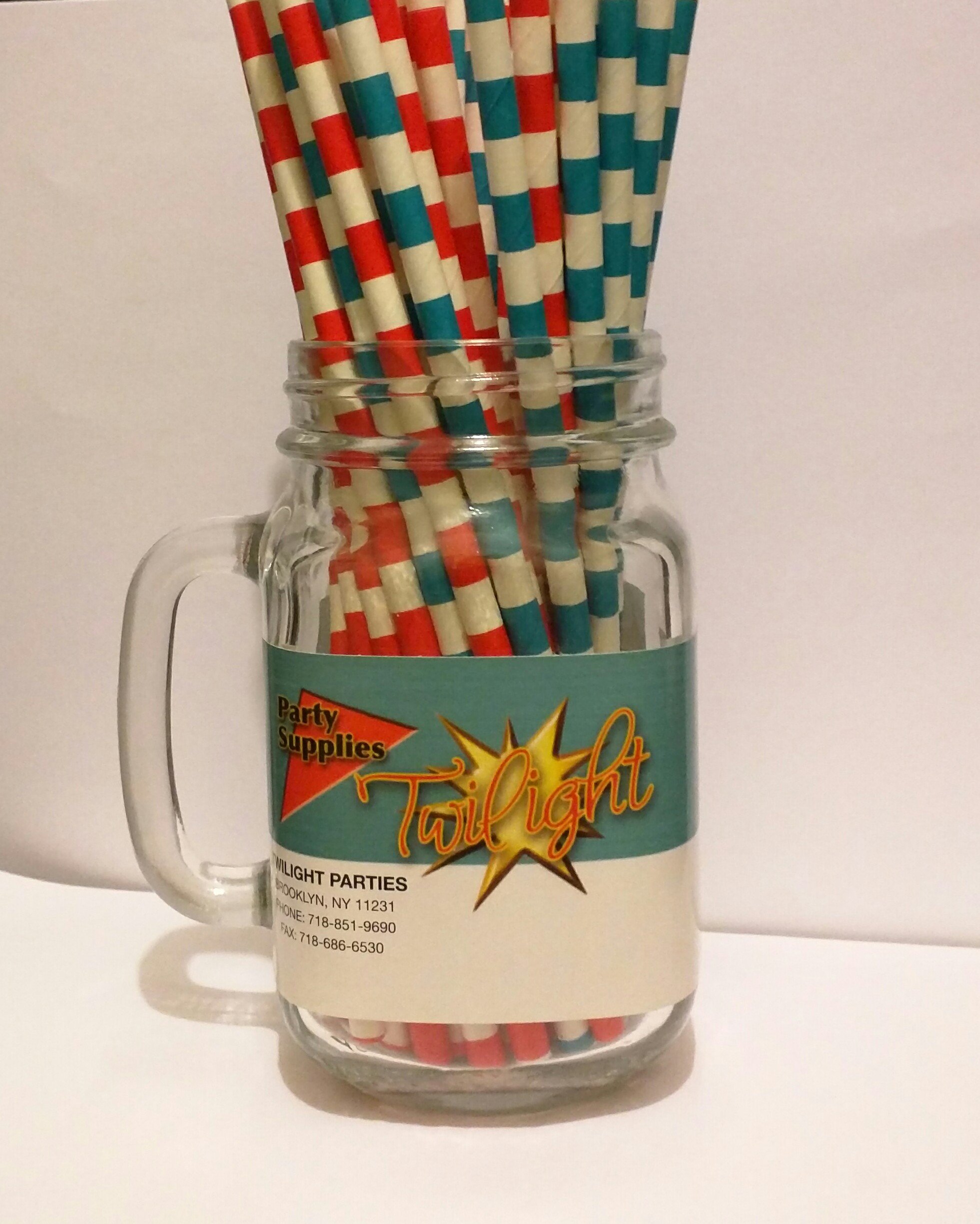 Dr. Seuss Inspired Color Themed Red and Aqua Paper Drinking Straws 50 Ct. - Twilight Parties by Twilight Parties