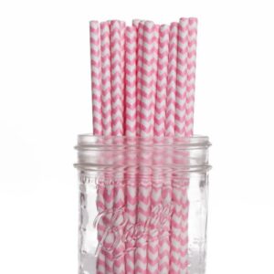 dress my cupcake 25-pack vintage paper straws, bubblegum pink chevron