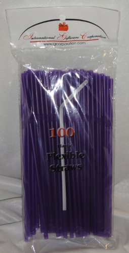 IGC 200 Straws - Flex/Flexible Drinking Straws - Luau - Wedding - Party - Purple - 200 Flexible Straws (2 packs x 100 straws)