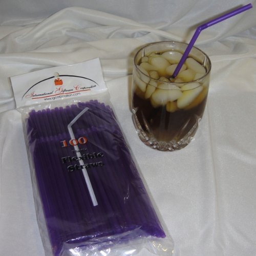 IGC 200 Straws - Flex/Flexible Drinking Straws - Luau - Wedding - Party - Purple - 200 Flexible Straws (2 packs x 100 straws)