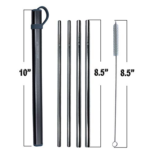 Reusable Straws Set With Aluminum Carry On Case, Portable Set Of Drinking Stainless Steel Straw, Eco Friendly Replacement For All Your Drinking Needs With Luxury & Style On The Go